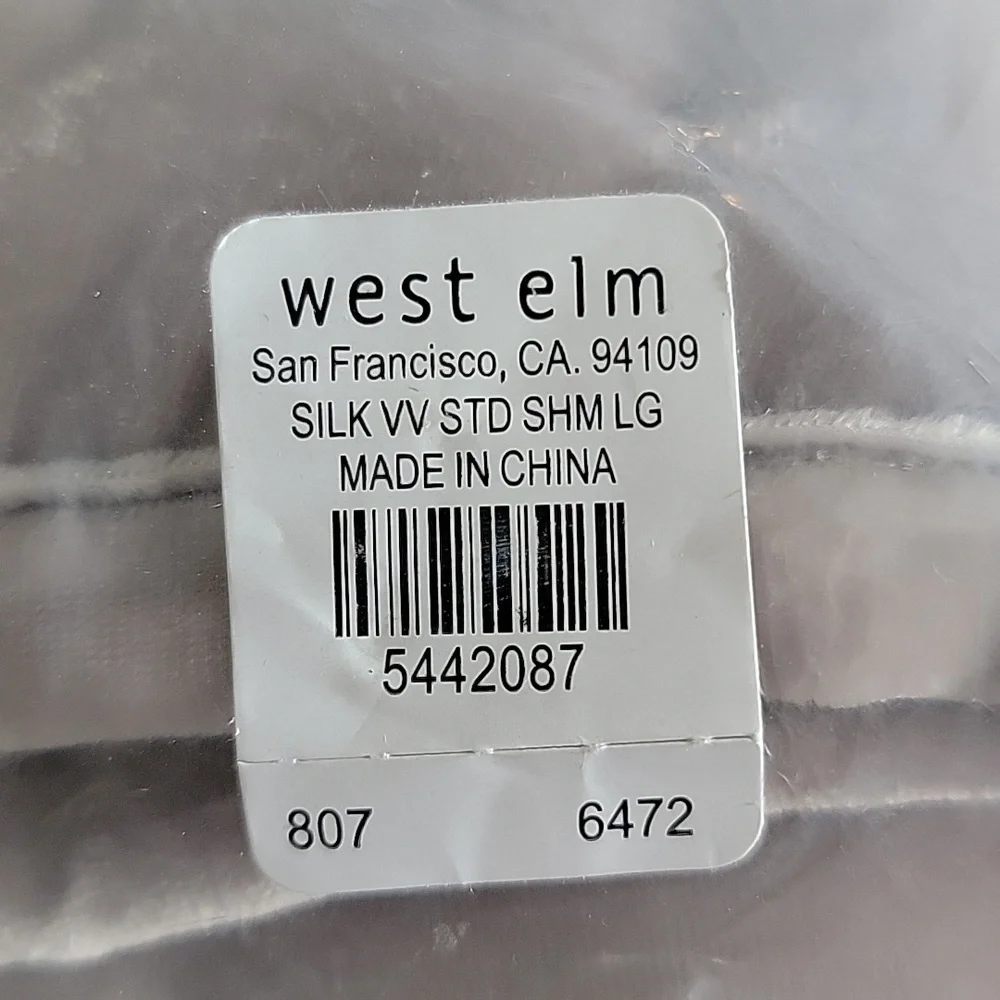 West Elm Luxe Velvet Standard Sham Light Gray NWT